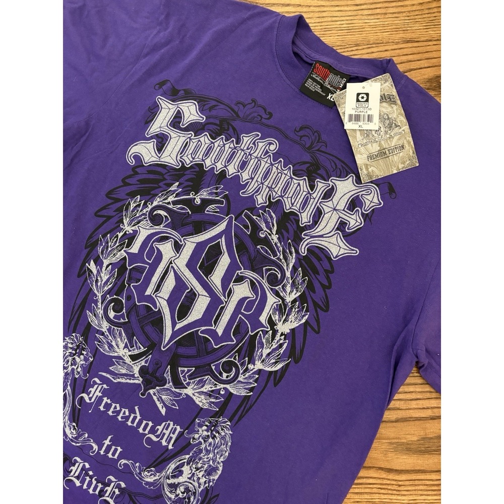 Vintage Y2K Southpole Men's XL Freedom To Live Purple/Silver Graphic T-Shirt NWT